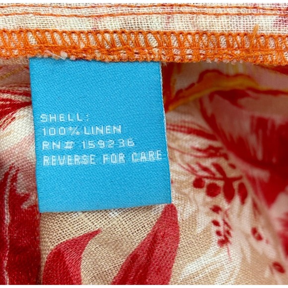 J. MCLAUGHLIN Women's XL 100% Linen Orange/Red Floral LS Button-Up Top Blouse - Picture 4 of 6